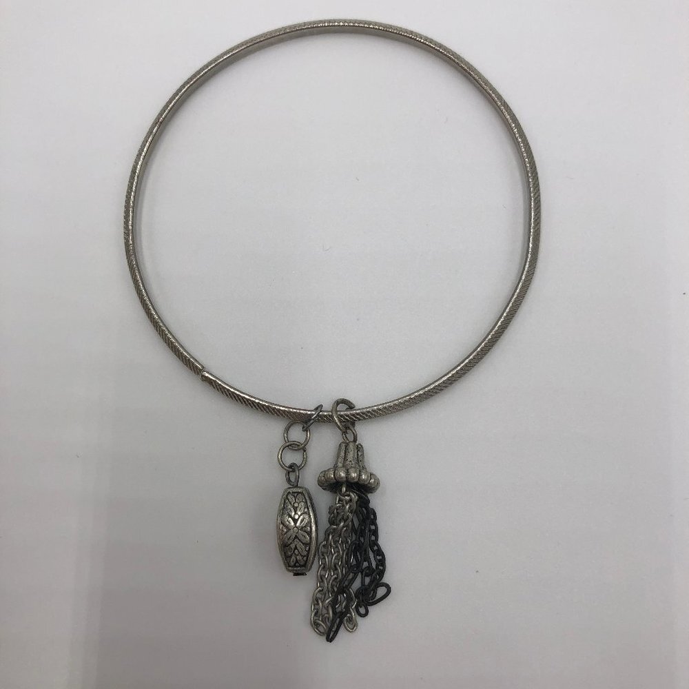 Five Silver Bangle Bracelets With Charms Euc - image 6